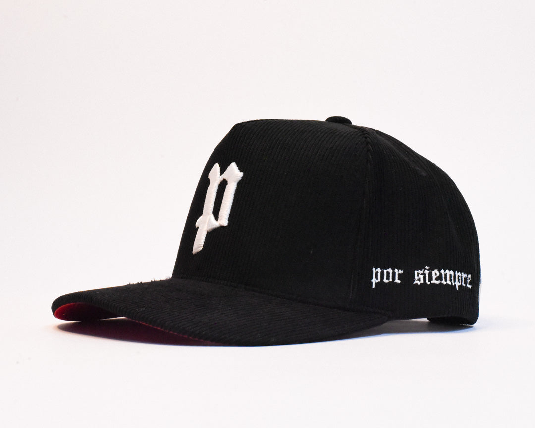 WHITE RED BOTTOM CORDUROY HAT