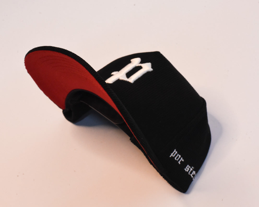 WHITE RED BOTTOM CORDUROY HAT